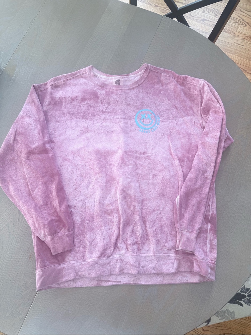 Women’s Pink Tie-Dye Crewneck Sweatshirt with Blue Logo